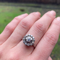 Vintage Platinum Halo Diamond Ring