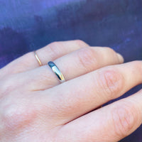 Glossy Vintage Platinum Half Round Wedding Band