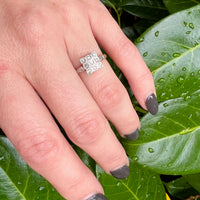 Scalloped Diamond Set Square Two-Tone Engagement Ring