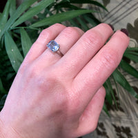 Antique Cushion Pale Grey Blue Sapphire Solitaire
