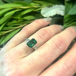 Rich Green Tsavorite Garnet Emerald Cut in Platinum