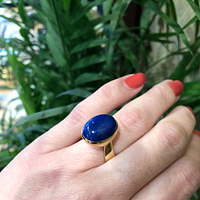 Signed Jens Asby Lapis and Yellow Gold Ring