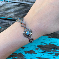 Sparkling Natural Blue Zircon and Marcasite Bracelet