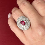 OEC Diamond Triple Halo Ruby Ring