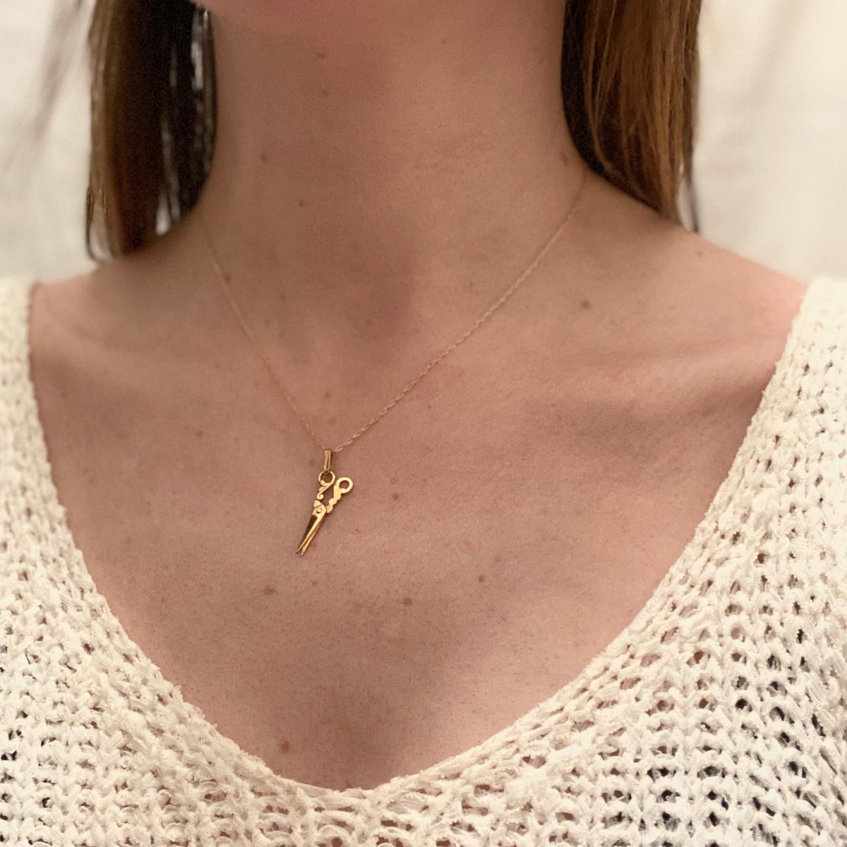 Wee Gold Scissors Charm Necklace