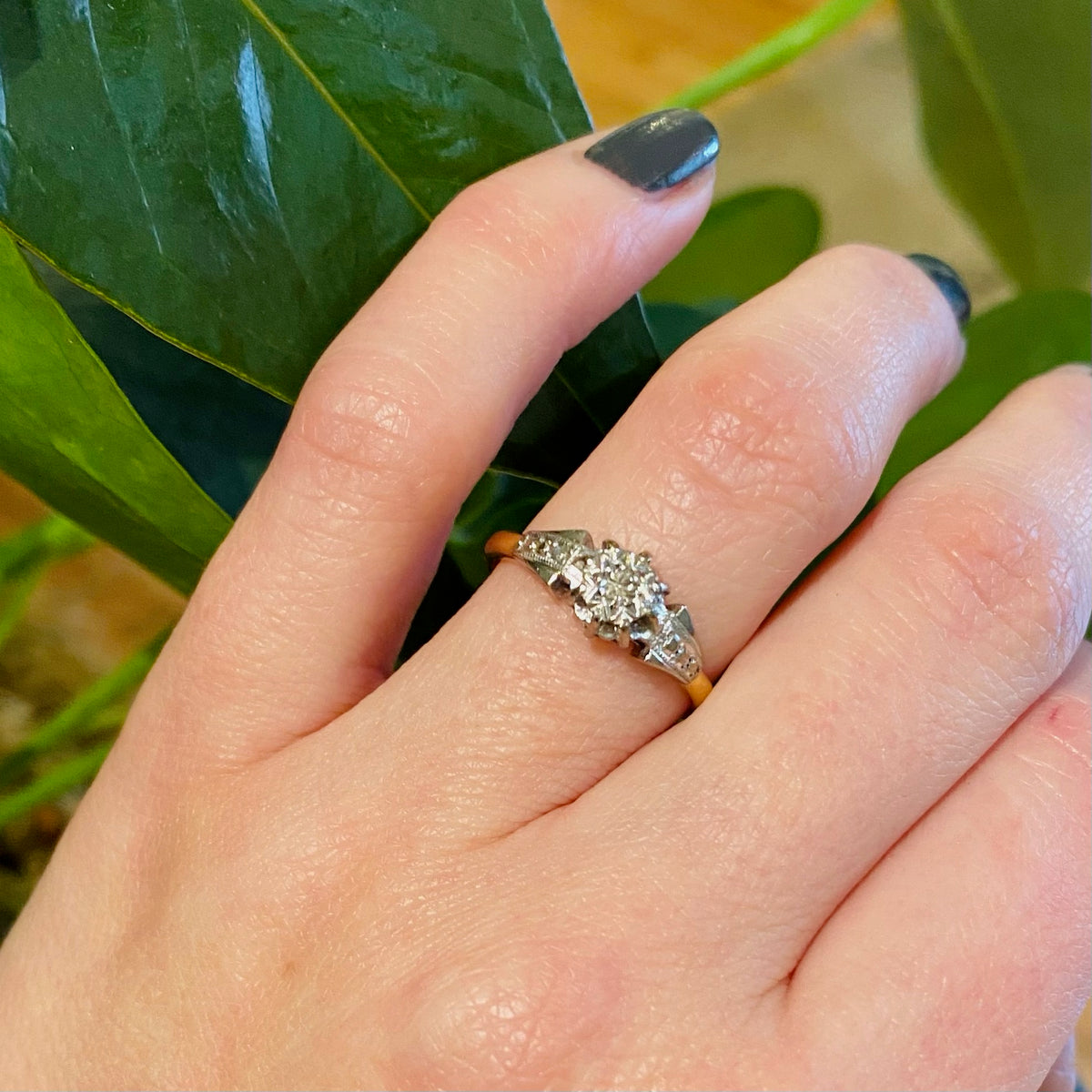 Vintage Star Set Diamond Engagement Ring