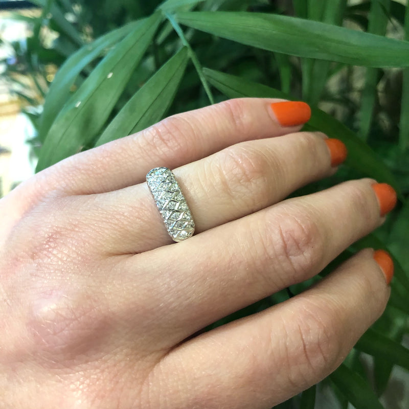 Wonderful Weave Vintage White Gold Diamond Band