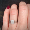 Sparkling Square Old Mine Cluster Ring in Platinum