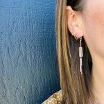 Crystal & White Gold Chain Tassel Earrings by brunet