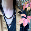 Long Victorian English Black Glass Bead Necklace