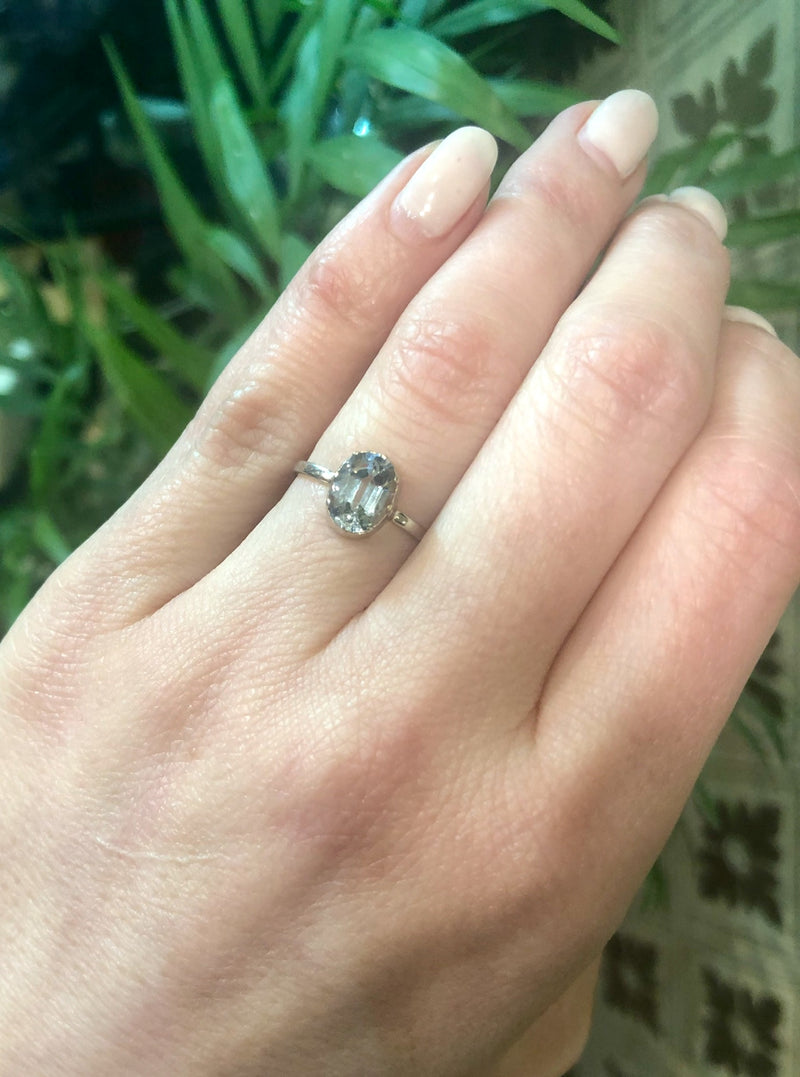 The Oval Aquamarine Ring in Recycled White Gold