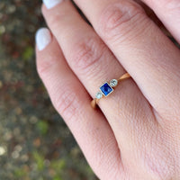 Scissor Cut Sapphire Platinum & 18ct Ring