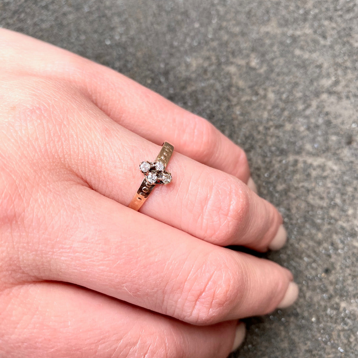 Dainty Victorian Diamond Ring in Rose Gold