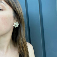 Shining Star White Rhinestone Cluster Earrings