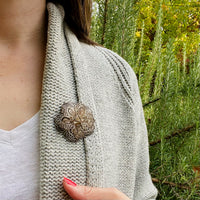 Three-Dimensional Silver Filigree Flower Brooch