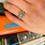 Icy Natural Blue Zircon & Diamond Palladium Ring