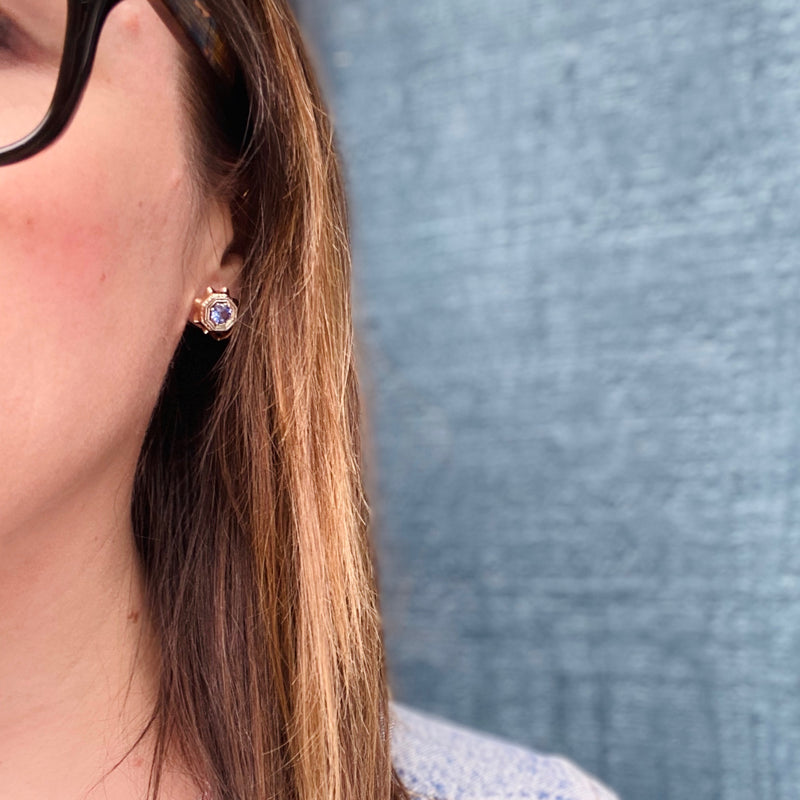 Incredible Retro Sapphire Stud Earrings