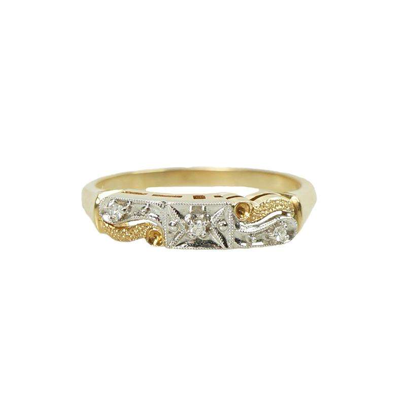 Pretty 2 Tone White and Yellow Gold diamond set Ring