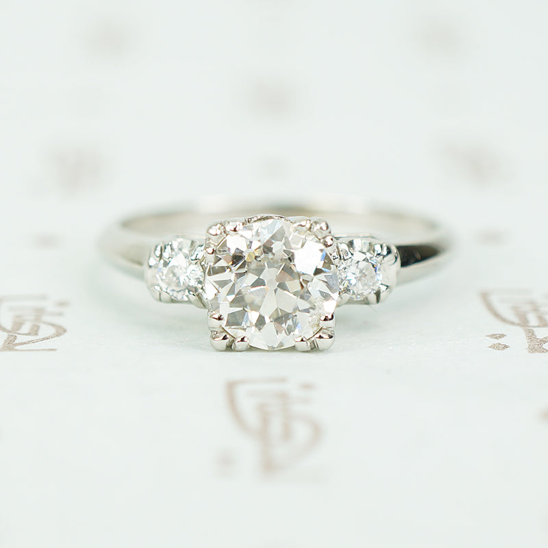 1 carat old european cut diamond engagement ring in platinum circa 1940
