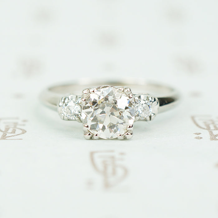 1 carat old european cut diamond engagement ring in platinum circa 1940