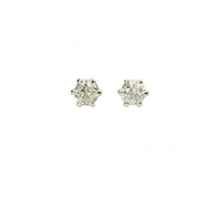 Old Euro Diamond Stud Earrings in White Gold