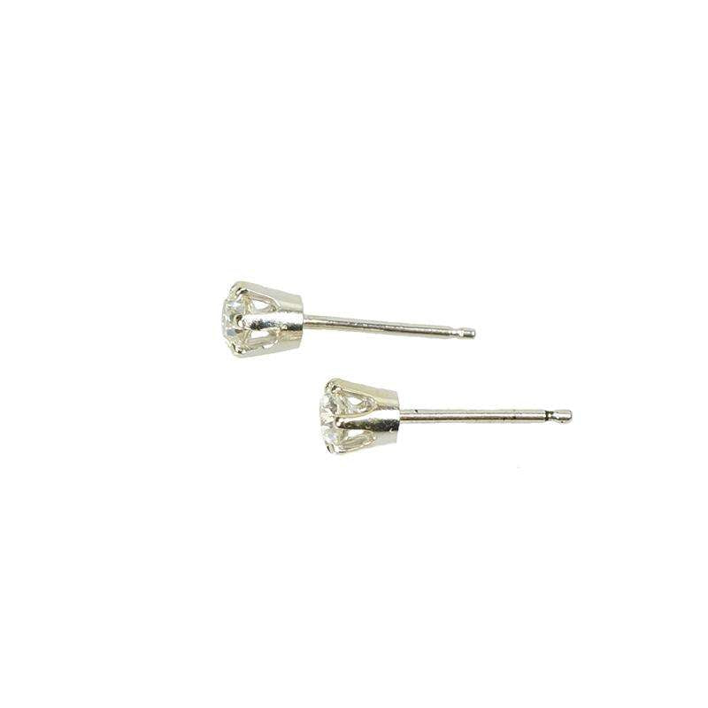 Old Euro Diamond Stud Earrings in White Gold