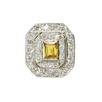 Vintage Art Deco Yellow Sapphire and Diamond Ring