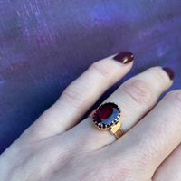 Glowing Oval Garnet in Gold 1880's Ring