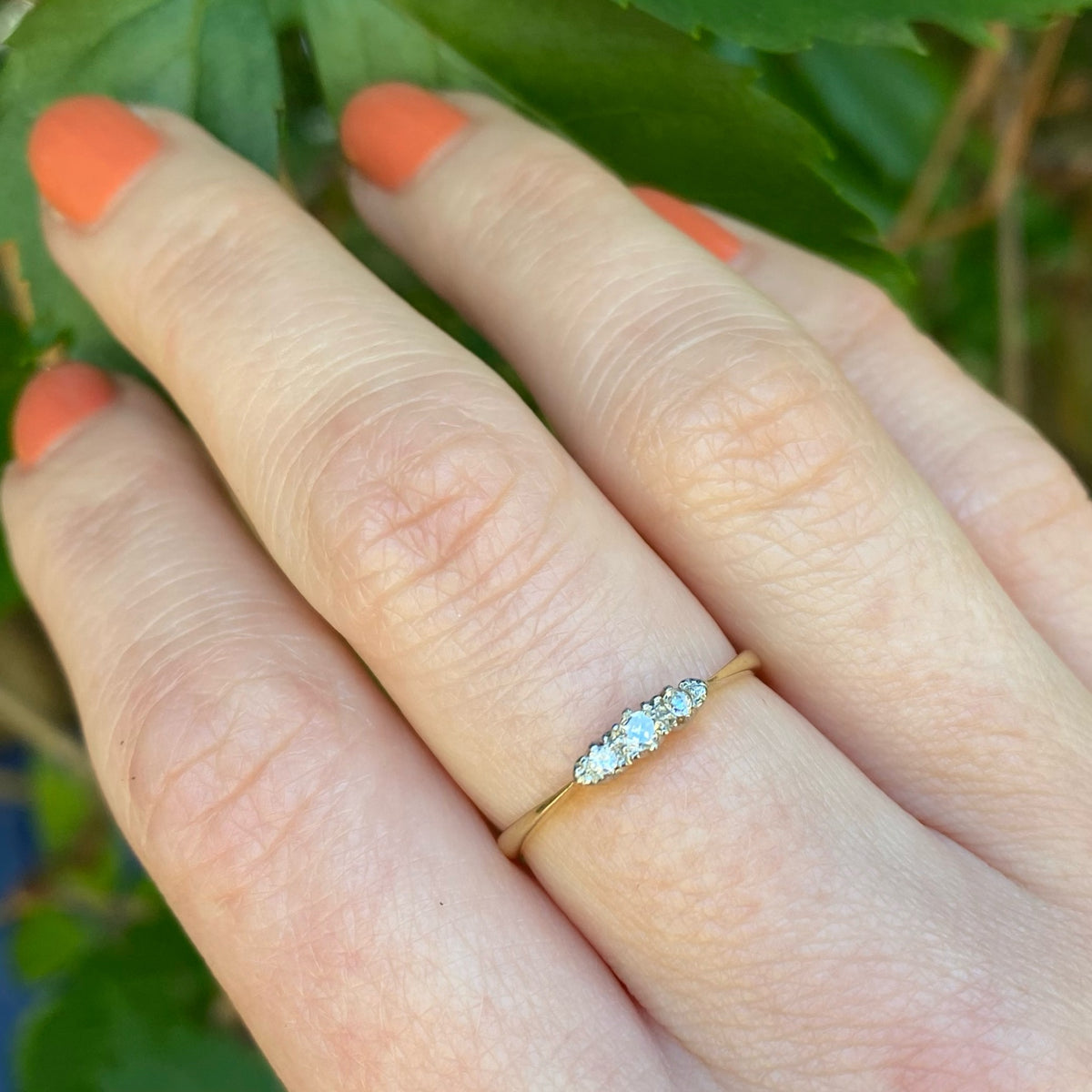 Delicate Three Diamond Wedding Band