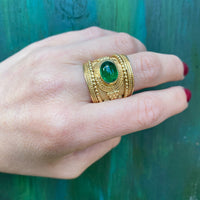 Cabochon Emerald 18k Gold Cigar Band