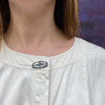 Onyx & Mother of Pearl Brooch in Sterling Silver