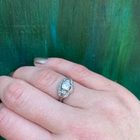 Art Deco Diamond Ring with Graceful Platinum Curves