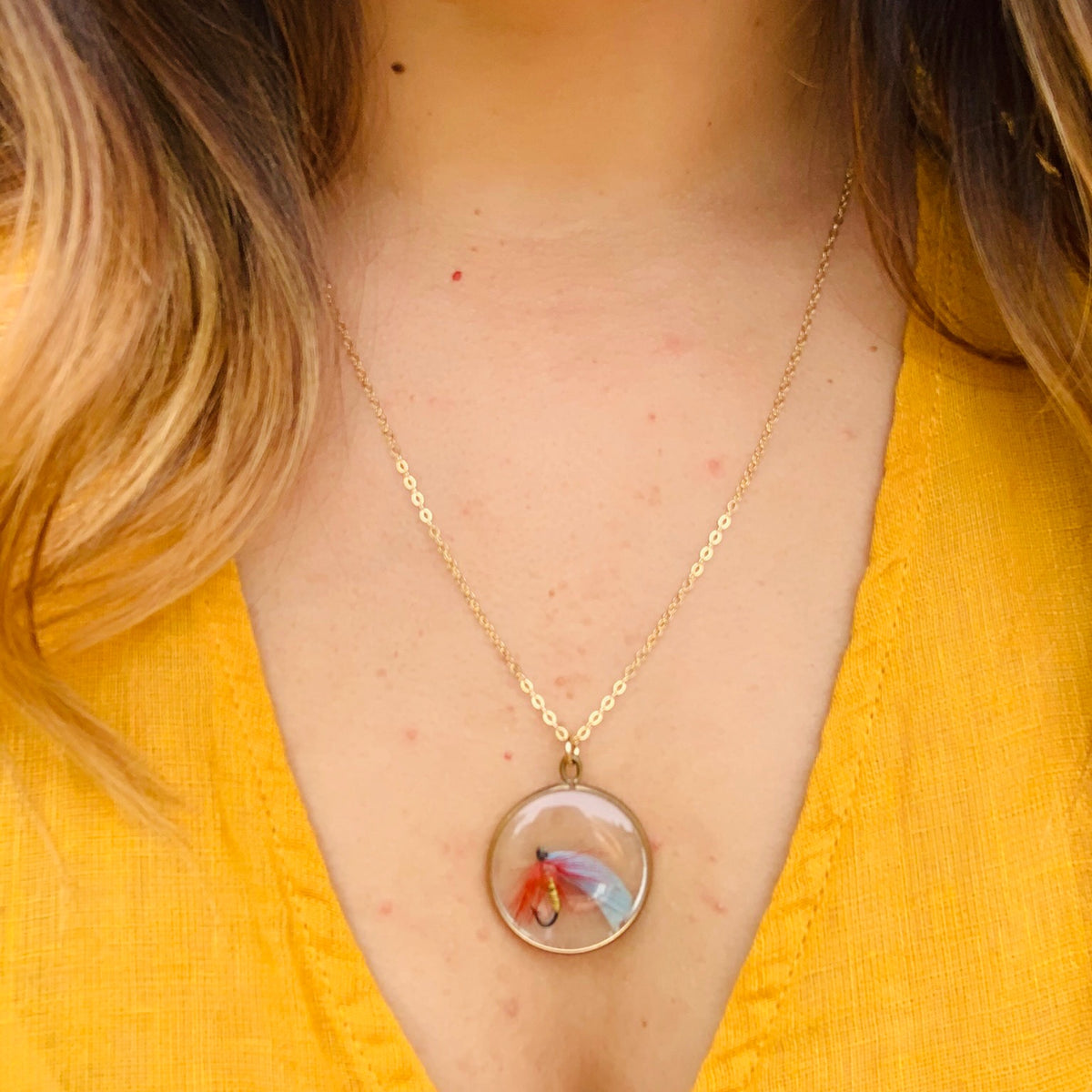 Sporty Fishing Fly Double Sided Locket