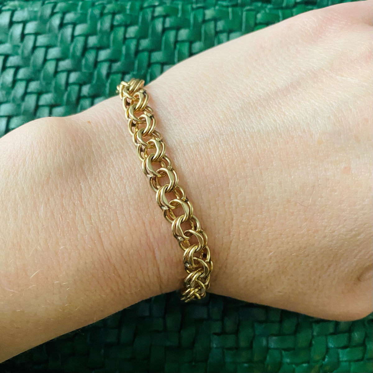 Mid Century Double Link Gold Charm Bracelet