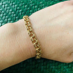 Mid Century Double Link Gold Charm Bracelet