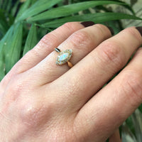 The Opal and Old Mine Diamond Navette Ring
