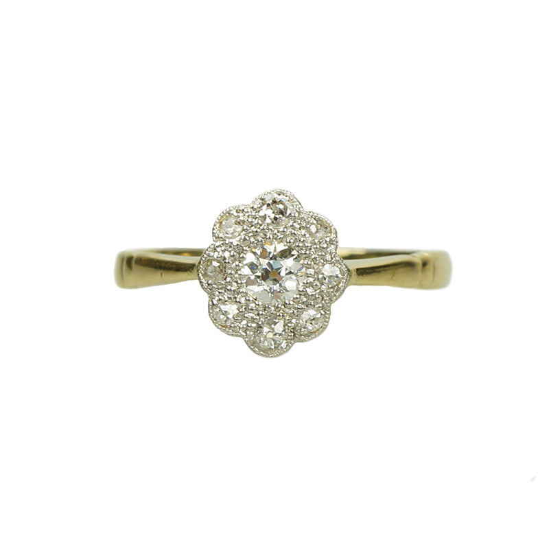 Cushion Cut Vintage Diamond Cluster Ring