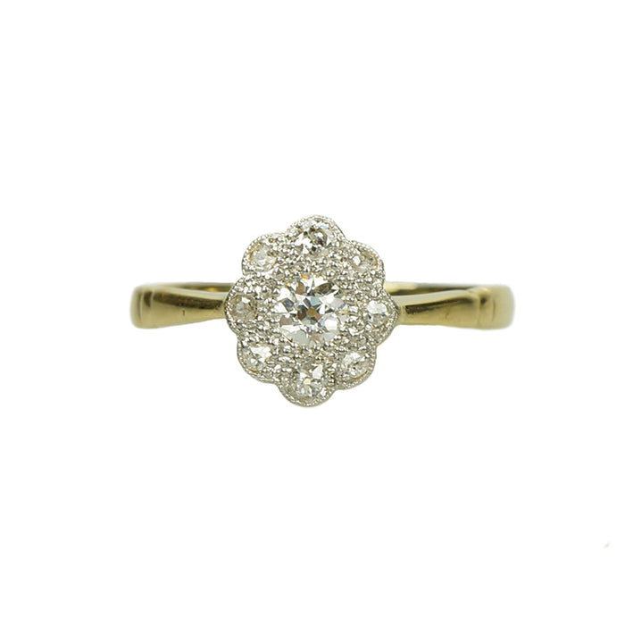 Cushion Cut Vintage Diamond Cluster Ring