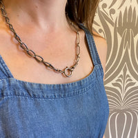English Silver & Niello Married Chain Necklace