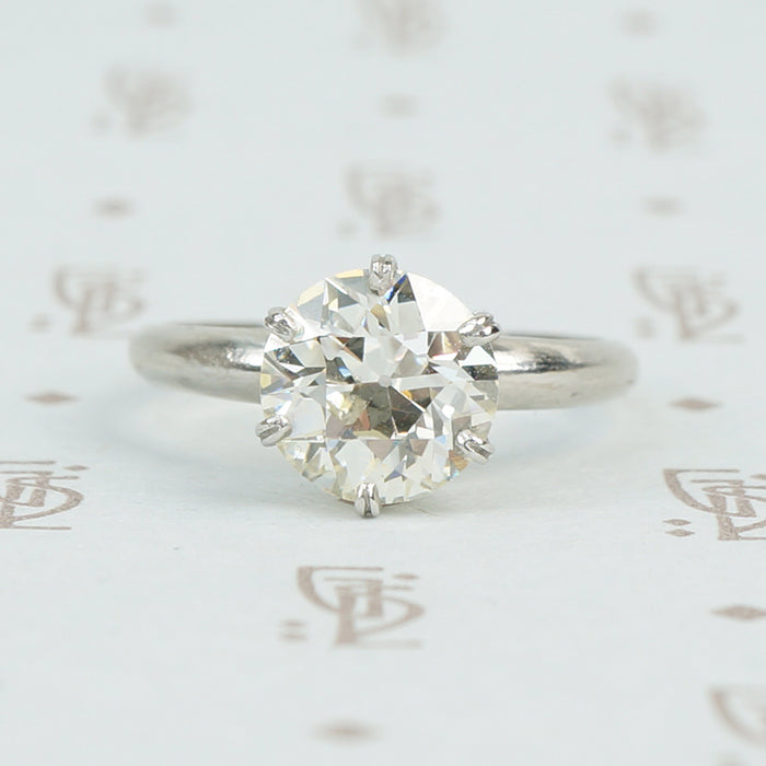 2.16 carat old european cut platinum solitaire ring