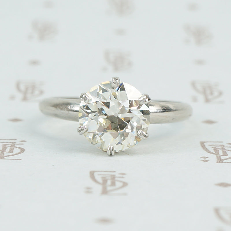 2.16 carat old european cut platinum solitaire ring