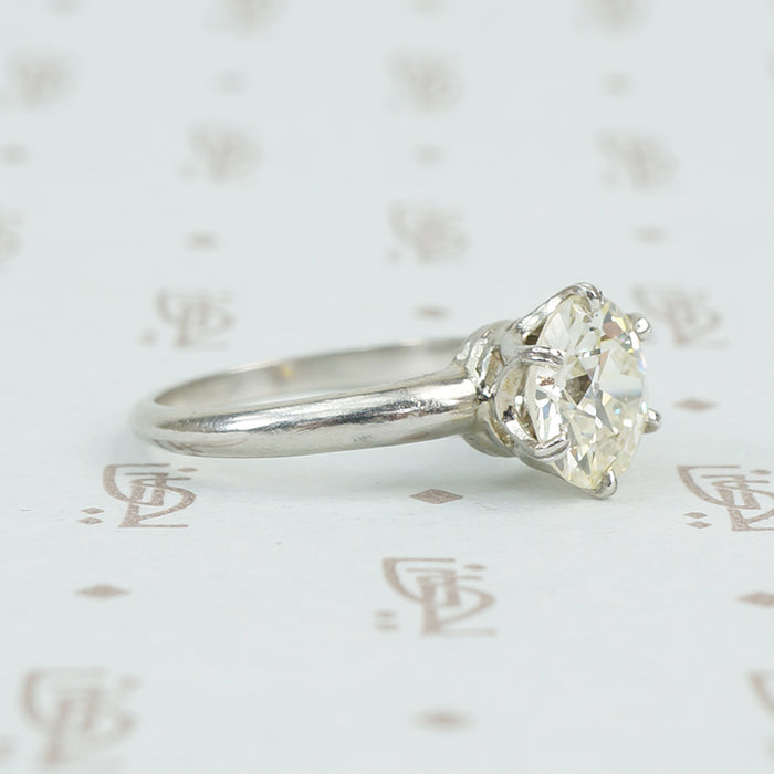 2.16 carat old european cut platinum solitaire ring side