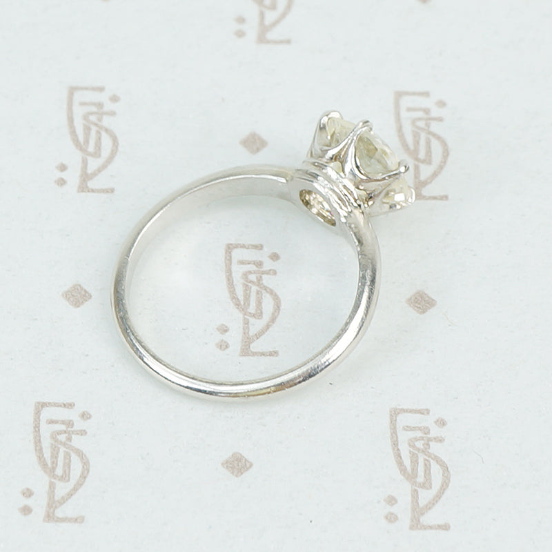 2.16 carat old european cut platinum solitaire ring detail view of setting