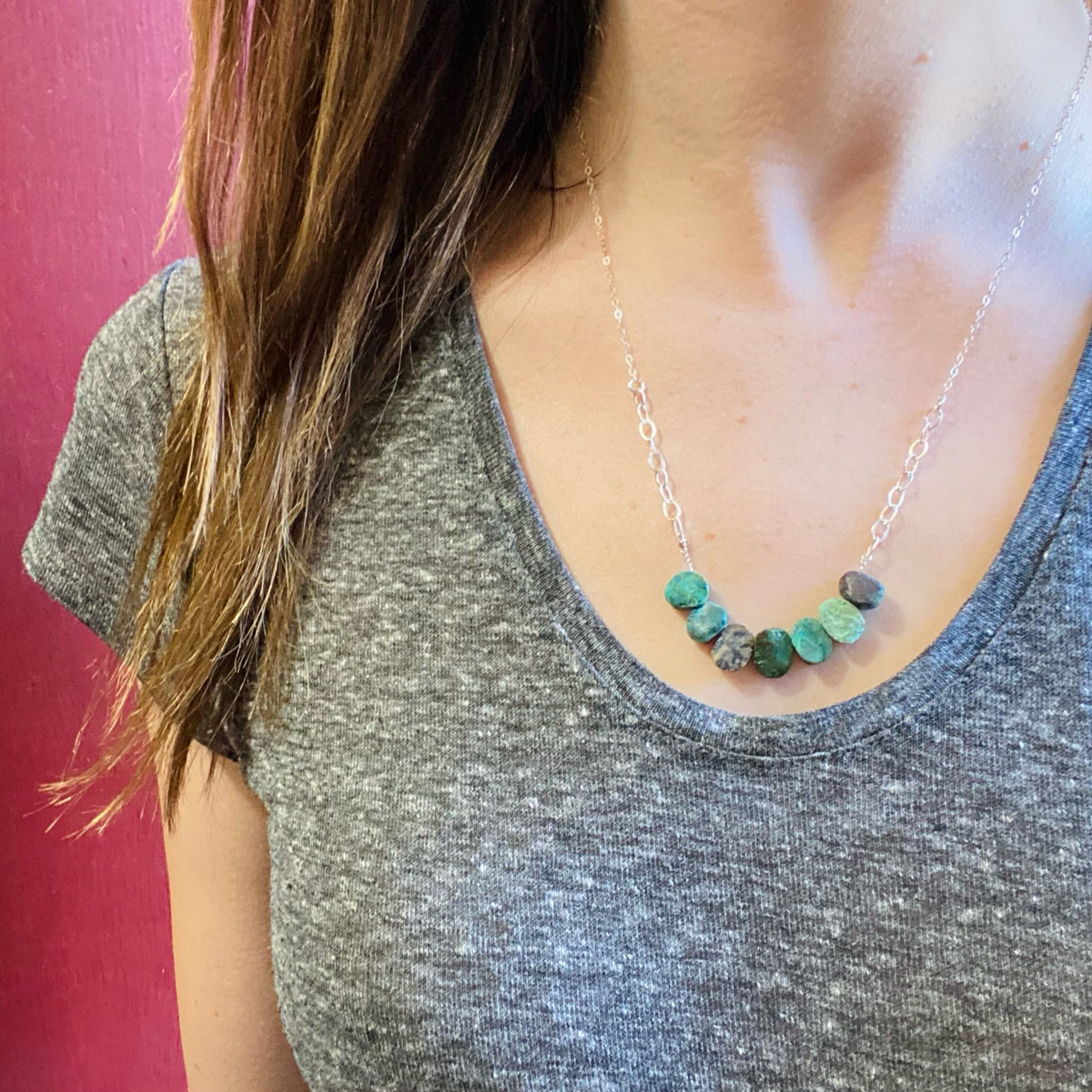 Rough Hewn Turquoise & Silver Necklace by Brin