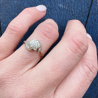 Ribbon Wrapped Flower Diamond Cluster Ring