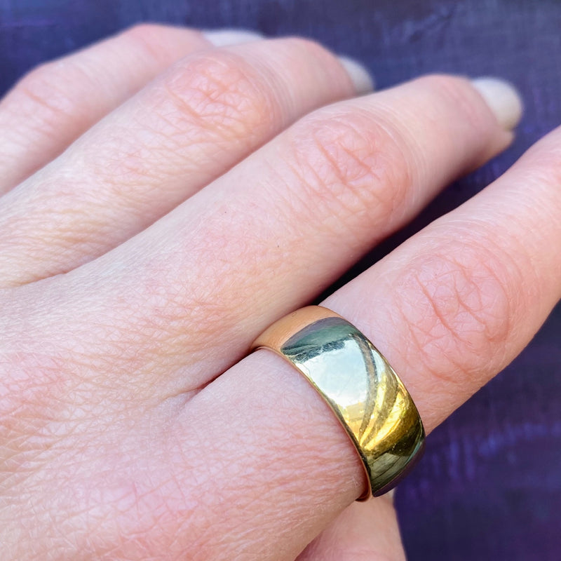 "Forever" Wide Comfort Fit Gold Wedding Band