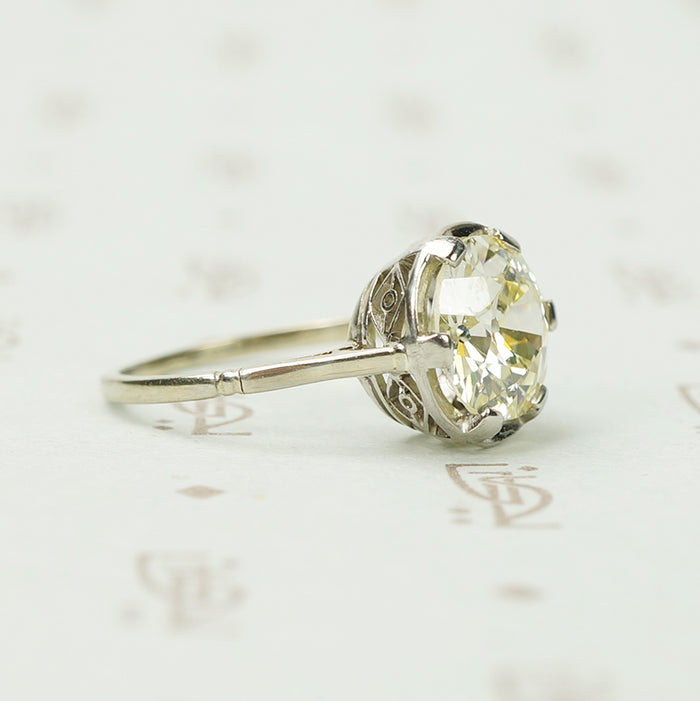 Stunning Platinum Deco 2.26 OEC Diamond Solitaire