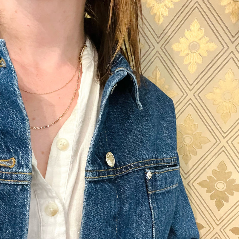 Vintage 14k Gold Petite Figaro Chain