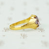 Unique Antique 22k Gold Belcher Ring with Buff Top Amethyst