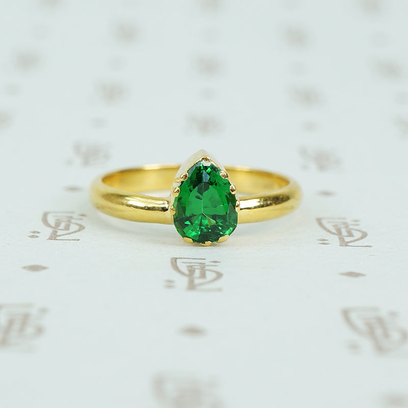 22k recycled gold and tsavorite garnet ring